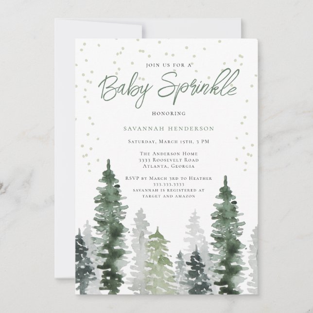 Invitation Baby shower d'arrosage vert rustique neutre (Devant)