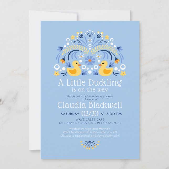 Invitation Baby shower d'art folklorique en caoutchouc Duck (Devant)