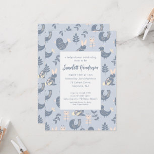 Invitation Baby shower d'art populaire de style scandinave In