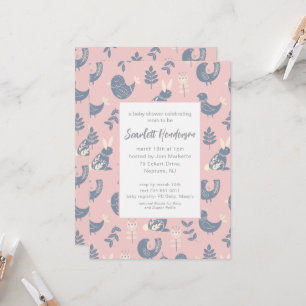 Invitation Baby shower d'art populaire de style scandinave In