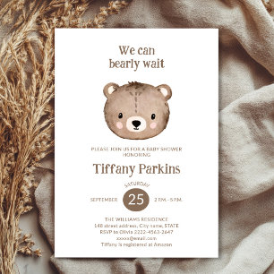 Invitation Baby shower d'attente Bearly minimaliste Neutre