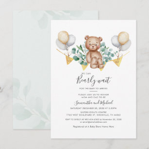 Invitation Baby shower d'attente botanique de l'ours Eucalypt