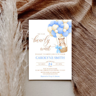 Invitation Baby shower d'attente de l'ours bleu Teddy Bearly