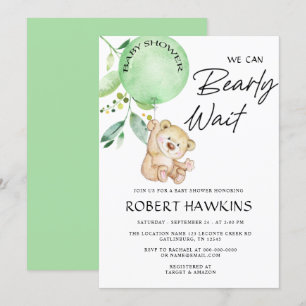 Invitation Baby shower d'attente de l'ours en peluche neutre