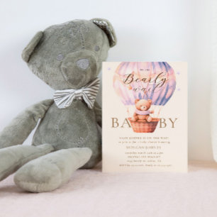 Invitation Baby shower d'attente de l'ours rose
