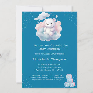Invitation Baby shower d'attente précoce du nuage d'ours en p
