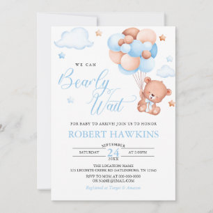 Invitation Baby shower d'attente rapide de l'ours en peluche