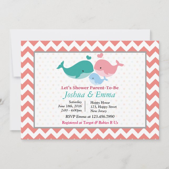 Invitation Baby shower dauphin (Devant)