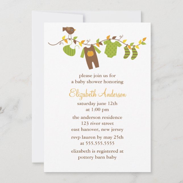 Invitation Baby shower d'automne (Devant)