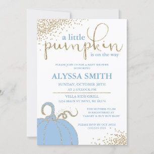 Invitation Baby shower d'automne Blue Little Citrouille Invit