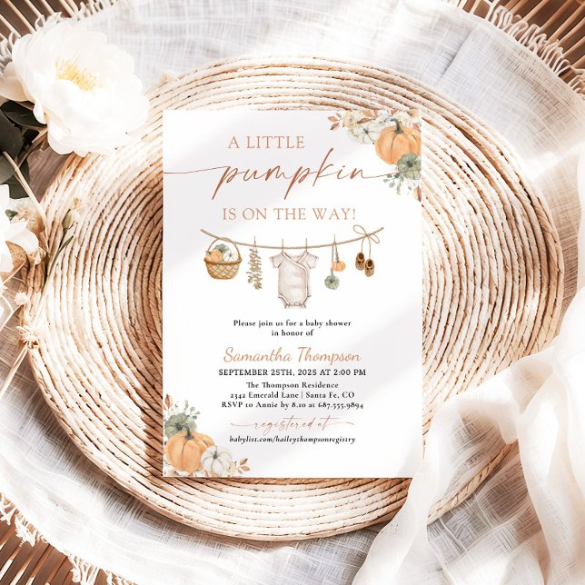 Invitation Baby shower d'automne | Boho Un Peu Citrouille (Créateur téléchargé)