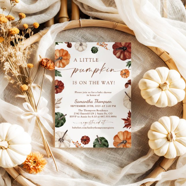 Invitation Baby shower d'automne | Boho Un Peu Citrouille (Créateur téléchargé)