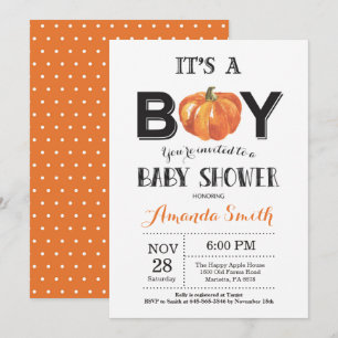Invitation Baby shower d'automne citrouille