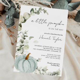 Invitation Baby shower d'automne Citrouille bleu