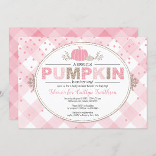 Invitation baby shower d'automne, citrouille d'or rose
