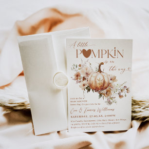 Invitation Baby shower d'automne citrouille et fleur Boho