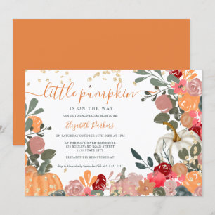 Invitation Baby shower d'automne citrouille rouge orange