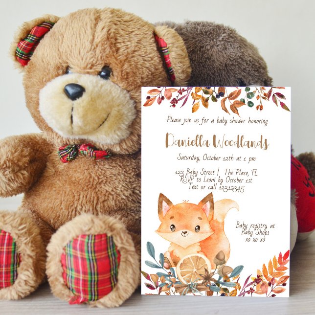 Invitation Baby shower d'automne de Fox (Créateur téléchargé)