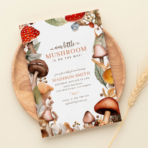 Invitation Baby shower d'automne de notre petit champignon Bo
