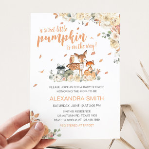 Invitation Baby shower d'automne des animaux des bois