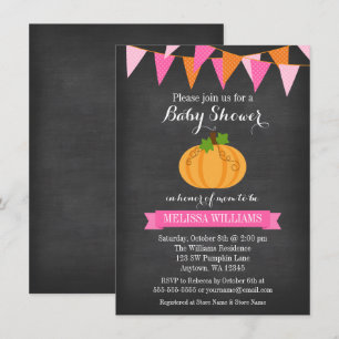 Invitation Baby shower d'automne des Citrouilles de Chalkboar