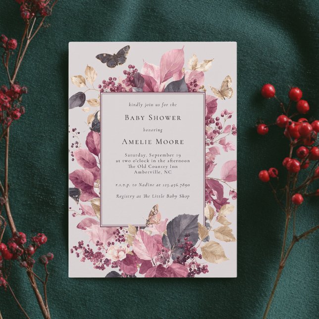 Invitation Baby shower d'automne des papillons d'Eucalyptus v (Créateur téléchargé)