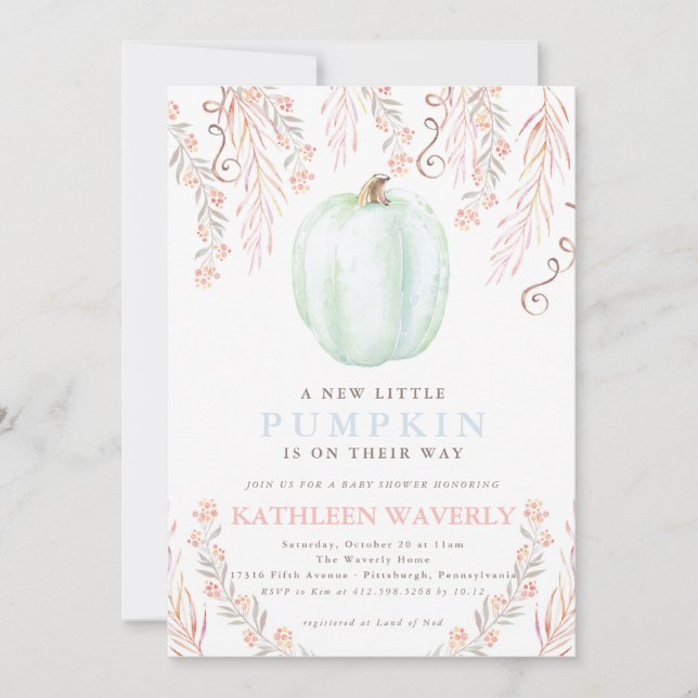 Invitation Baby shower d'automne des petits Citrouilles Neutr (Devant)
