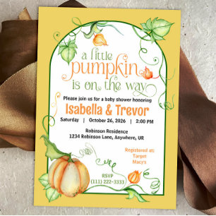 Invitation Baby shower d'automne des petits Citrouilles Neutr
