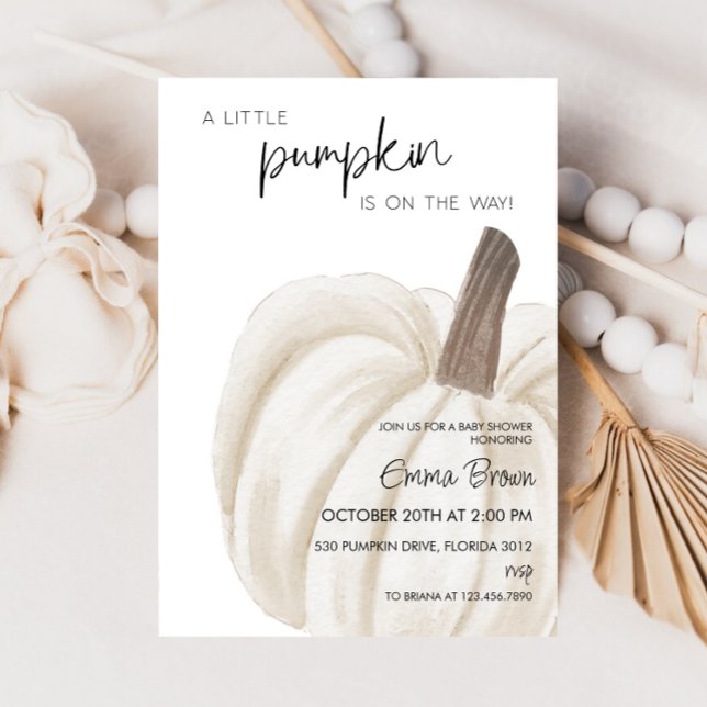 Invitation Baby shower d'automne du Citrouille blanc (Créateur téléchargé)