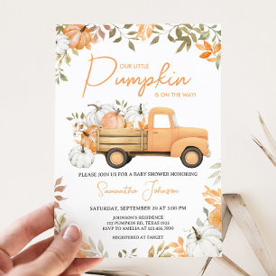 Invitation Baby shower d'automne du petit camion Citrouille