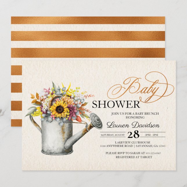 Invitation Baby shower d'automne du tournesol d'automne Invit (Devant / Derrière)