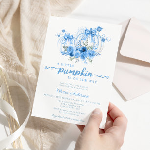 Invitation Baby shower d'automne Little Citrouille Watercolor