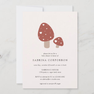 Invitation Baby shower d'automne minimaliste de champignons m