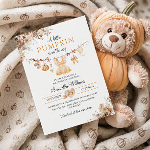 Invitation Baby shower d'automne moderne minimaliste pour fil