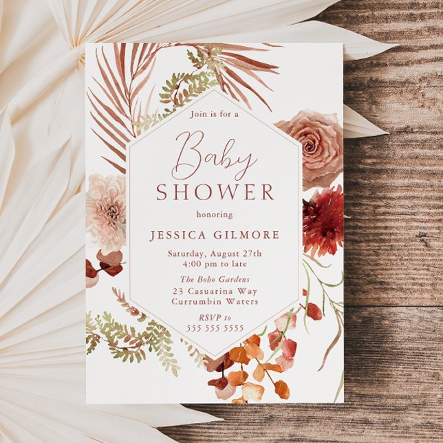 Invitation Baby shower d'automne neutre de Bohême (Créateur téléchargé)
