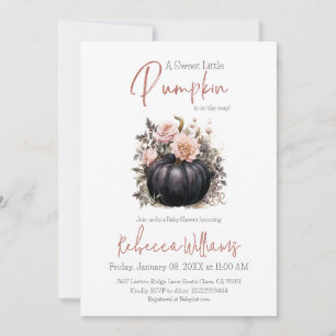 Invitation Baby shower d'automne noir Citrouille rose pâle ro