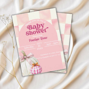 Invitation Baby shower d'automne rose Citrouille Halloween