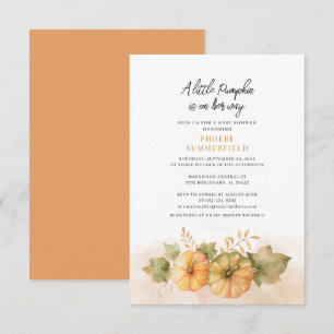 Invitation Baby shower d'automne Un peu Citrouille sur le che