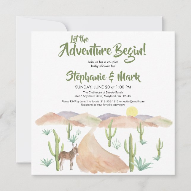 Invitation Baby shower d'aventure du sud-ouest du désert Carr (Devant)