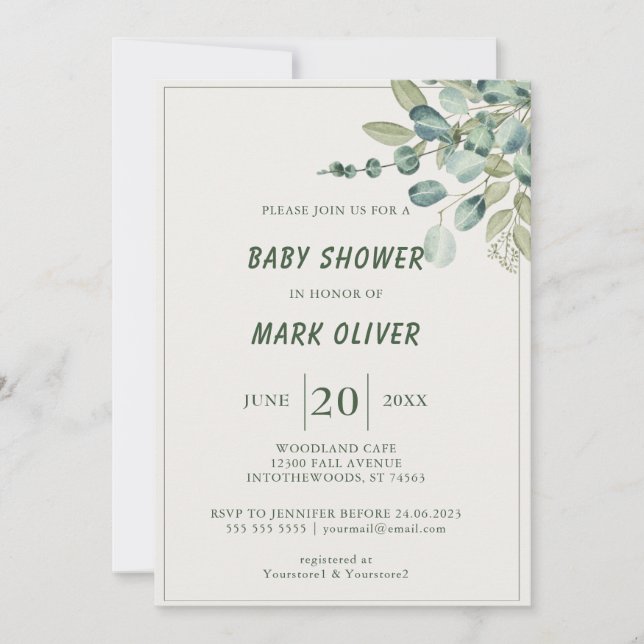 Invitation Baby shower d'aventure Jungle coloré (Devant)
