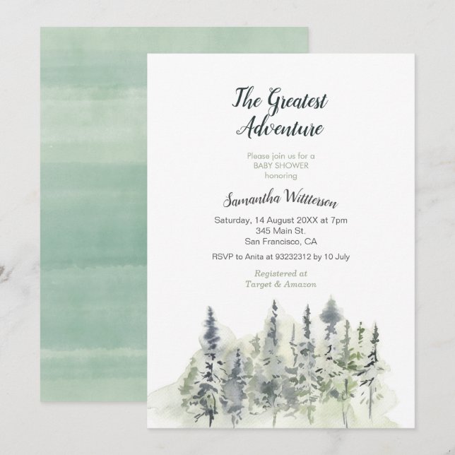Invitation Baby shower d'aventure moderne minimali (Devant / Derrière)