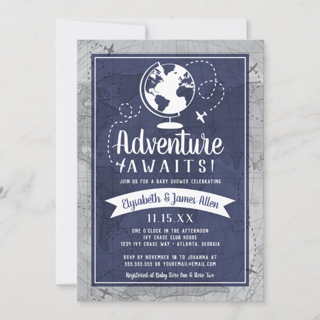 Invitation Baby shower d'avion (Devant)