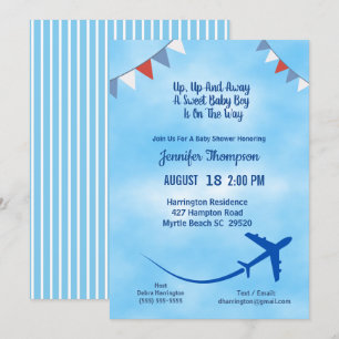 Invitation Baby shower d'avion Blue Boy's