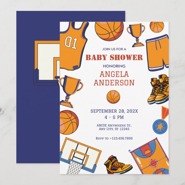 Invitation Baby shower de Baketball (Devant / Derrière)