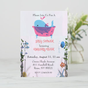 Invitation Baby shower de baleine bleu mignonne