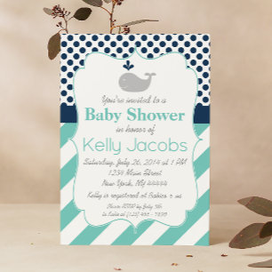 Invitation Baby shower de baleine bleue