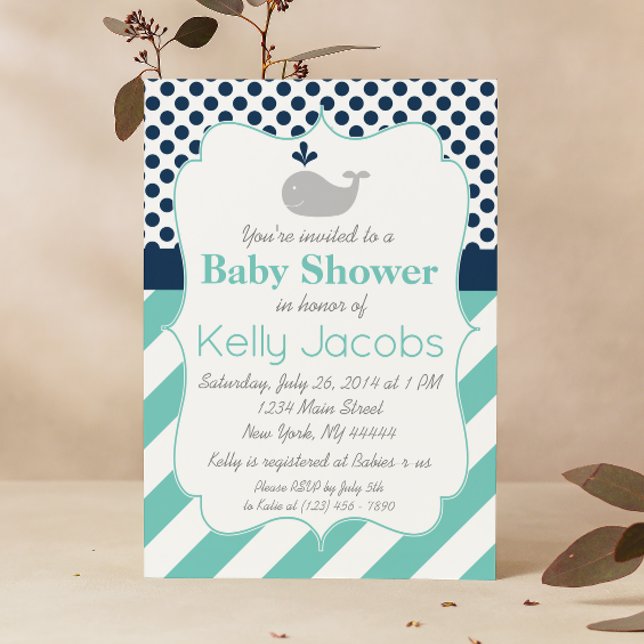 Invitation Baby shower de baleine bleue (Créateur téléchargé)