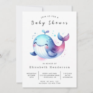 Invitation Baby shower de baleine numérique rustique