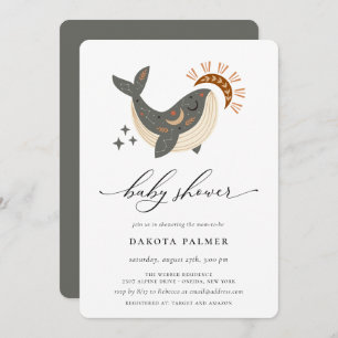 Invitation Baby shower de baleines célestes de Boho