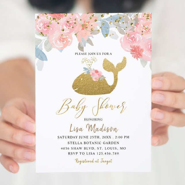 Invitation Baby shower de baleines filles (Créateur téléchargé)